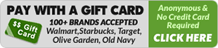 Pay with a Gift Card. 100+ brands accepted. Anonymous & no credit card required. Click Here